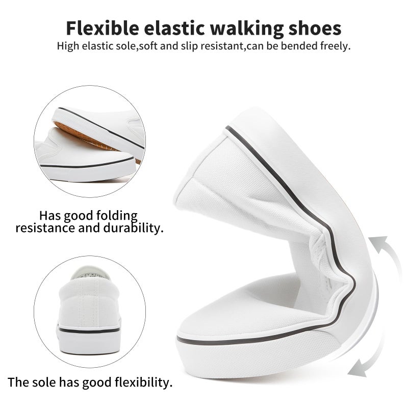 hash bubbie Women's Canvas Slip On Sneakers Fashion Flats Shoes White Canvas Shoes(White.US7) - Image 3